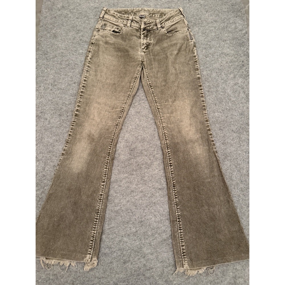 Vintage Silver Women's Corduroy Jeans Low Rise Flare Y2K Metallic Brown Size 28